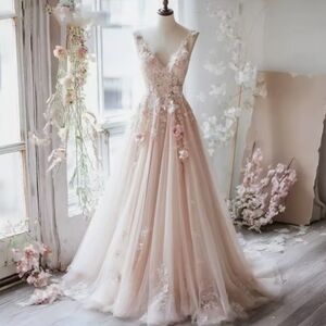 Elegant Pink Floral Gown